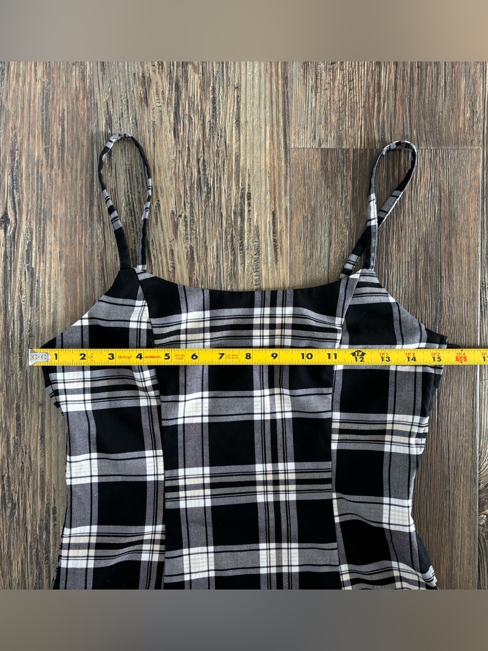 Divided H&M Bodycon Fitted Mini Dress Small Black White Tan Plaid Sleeveless - Picture 5 of 9